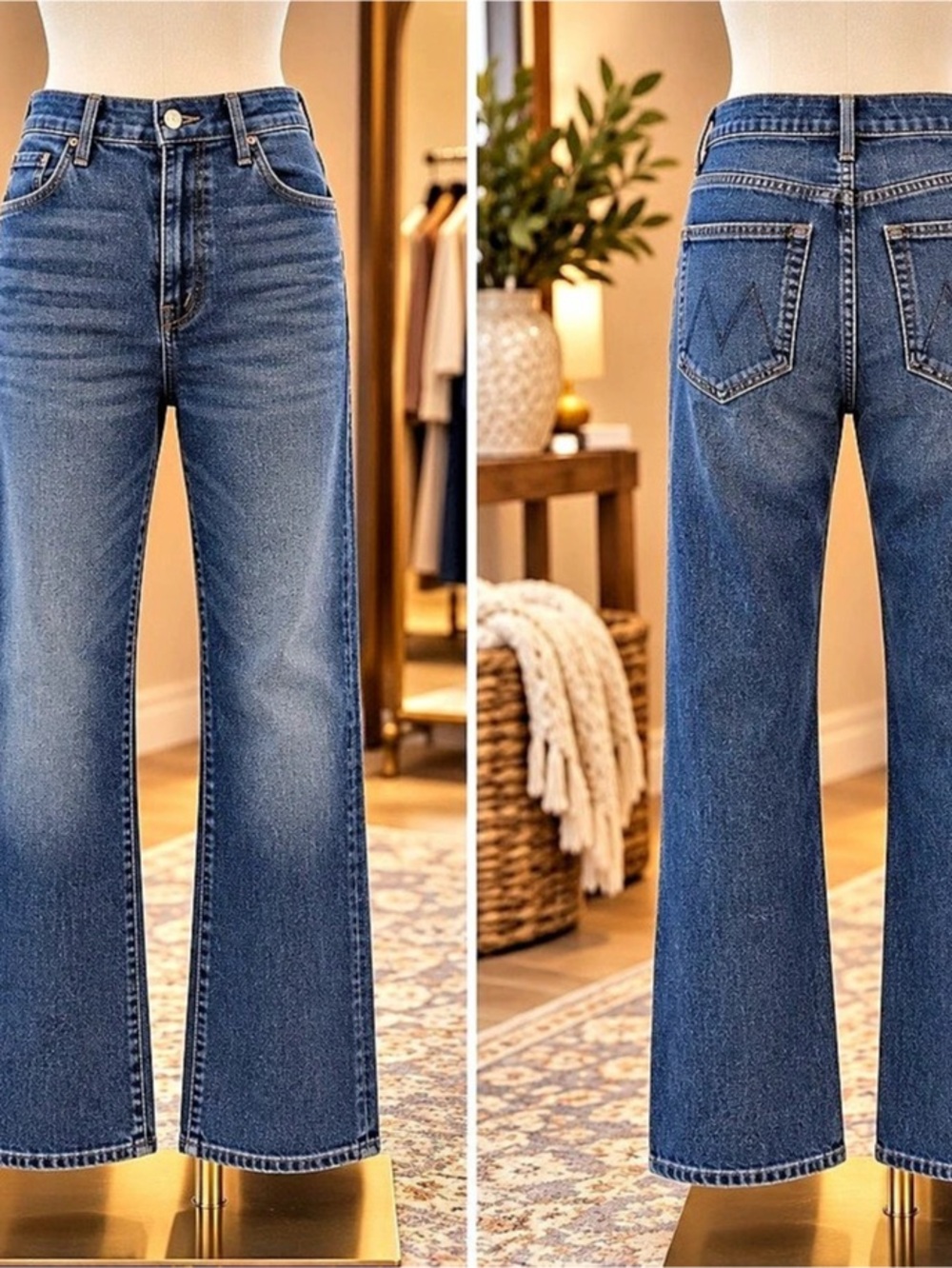 Mother The Insider Ankle Flare Jeans Blue Waist 26